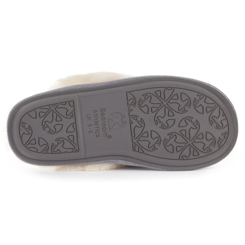 Slippers Harris Tweed Sheepskin Kate Mule Grey