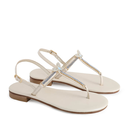 Capri jewel & leather butterfly sandals blue