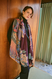 Crane Plum Scarf