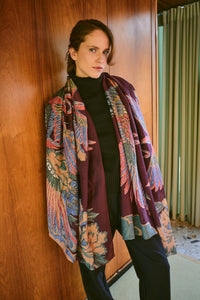 Crane Plum Scarf