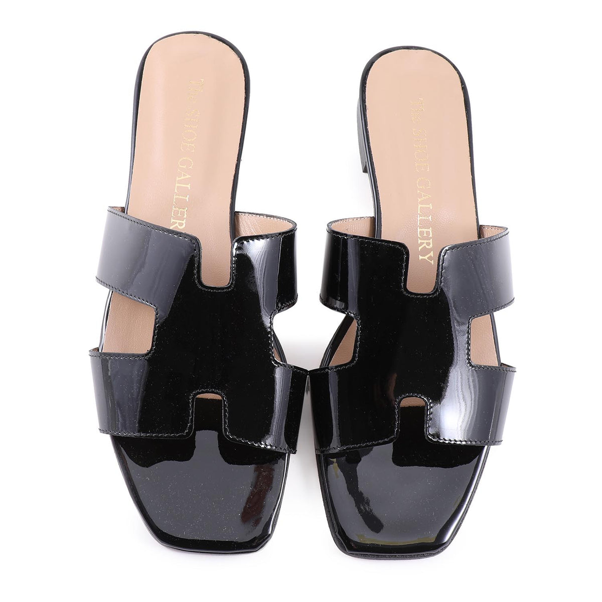 Hally Black Leather Flat Sandal
