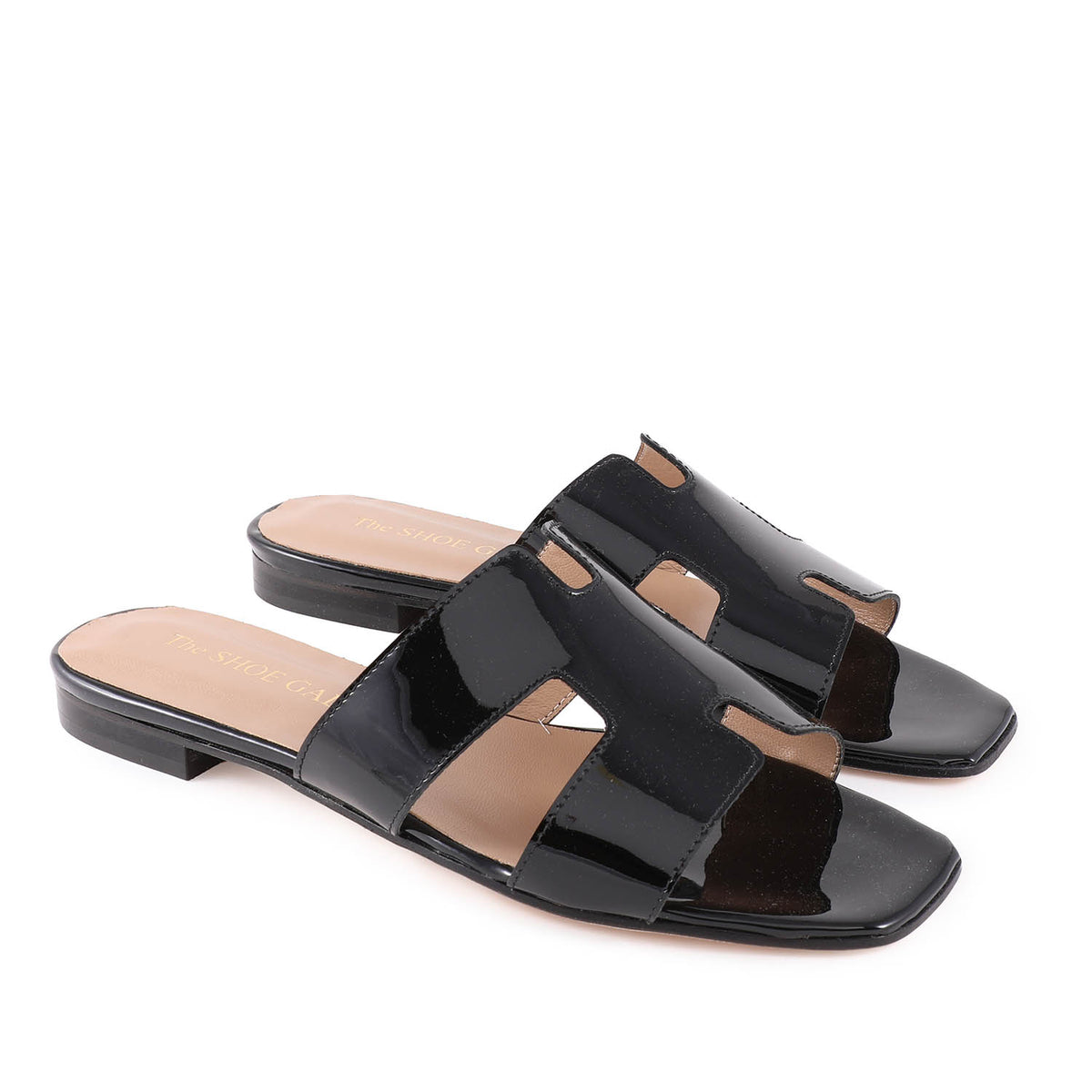 Hally Black Leather Flat Sandal
