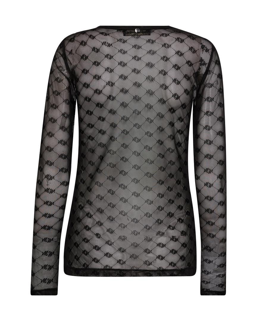 Loretta Velvet Mesh Blouse Black