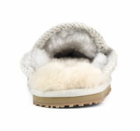 Suede Eskimo Stitch Slipper Silver Birch