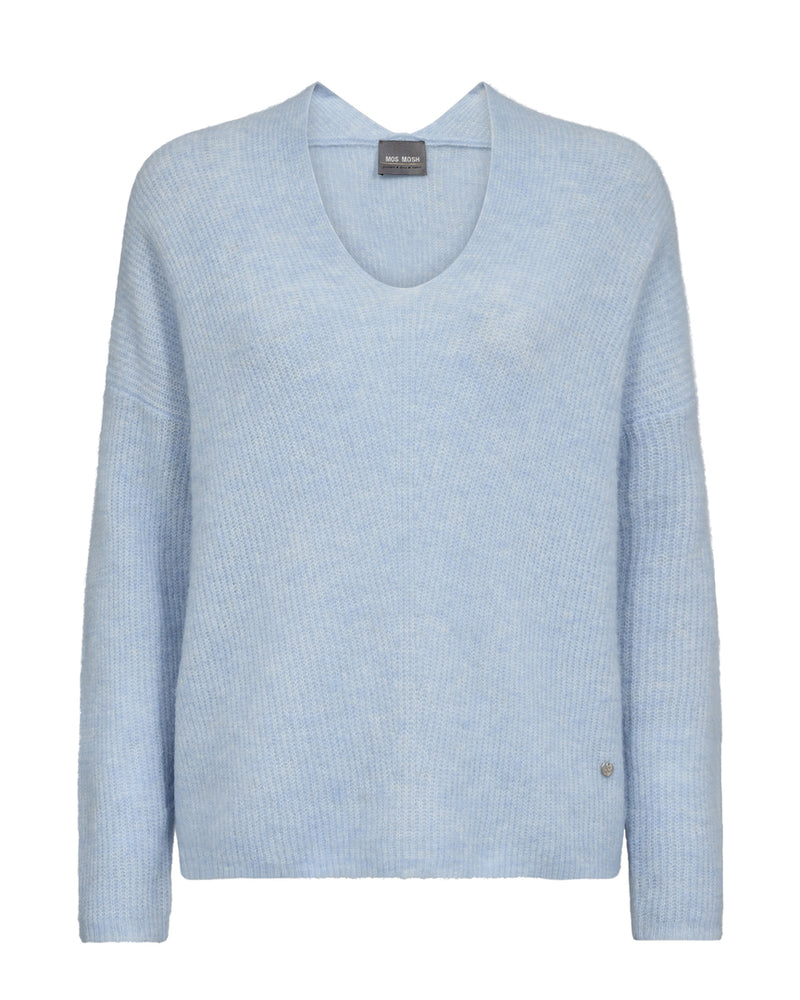 Thora V Neck Knit Sweater Cashmere Blue