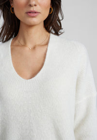 Thora V Kneck Sweater Ecru