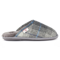 Slippers Harris Tweed Sheepskin Mens Mules Grey