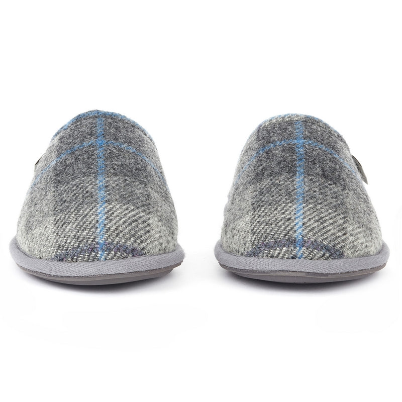 Slippers Harris Tweed Sheepskin Mens Mules Grey