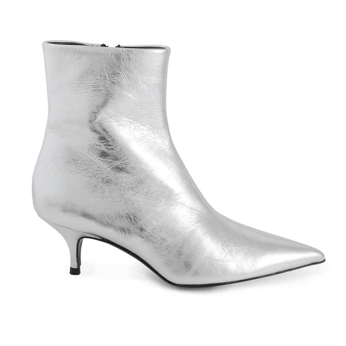 Ace Pointed Heeled Boots Silver
