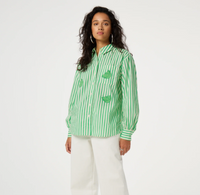 Alex Blouse White/Green Apple