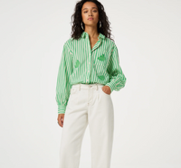 Alex Blouse White/Green Apple