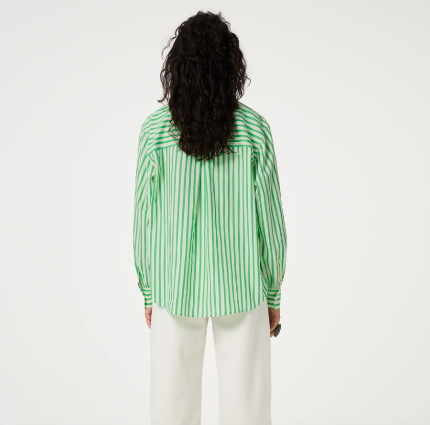 Alex Blouse White/Green Apple
