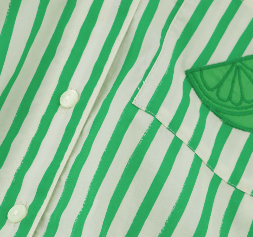 Alex Blouse White/Green Apple