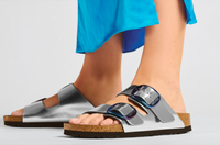 Arizona Big Buckle Silver Blue Sandals