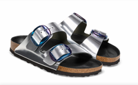 Arizona Big Buckle Silver Blue Sandals