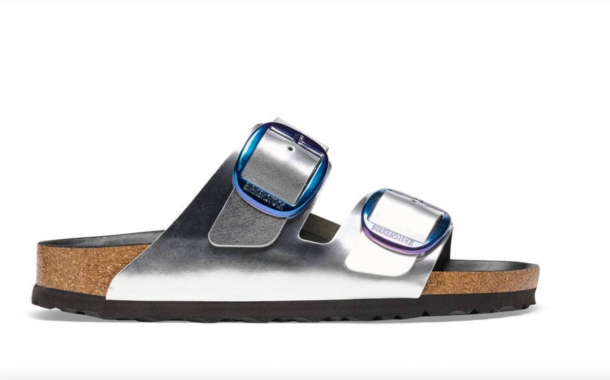 Arizona Big Buckle Silver Blue Sandals