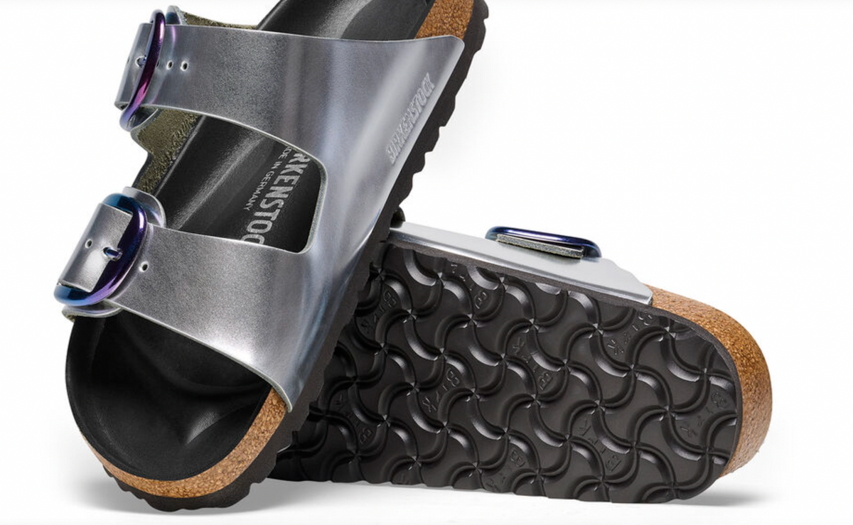 Arizona Big Buckle Silver Blue Sandals