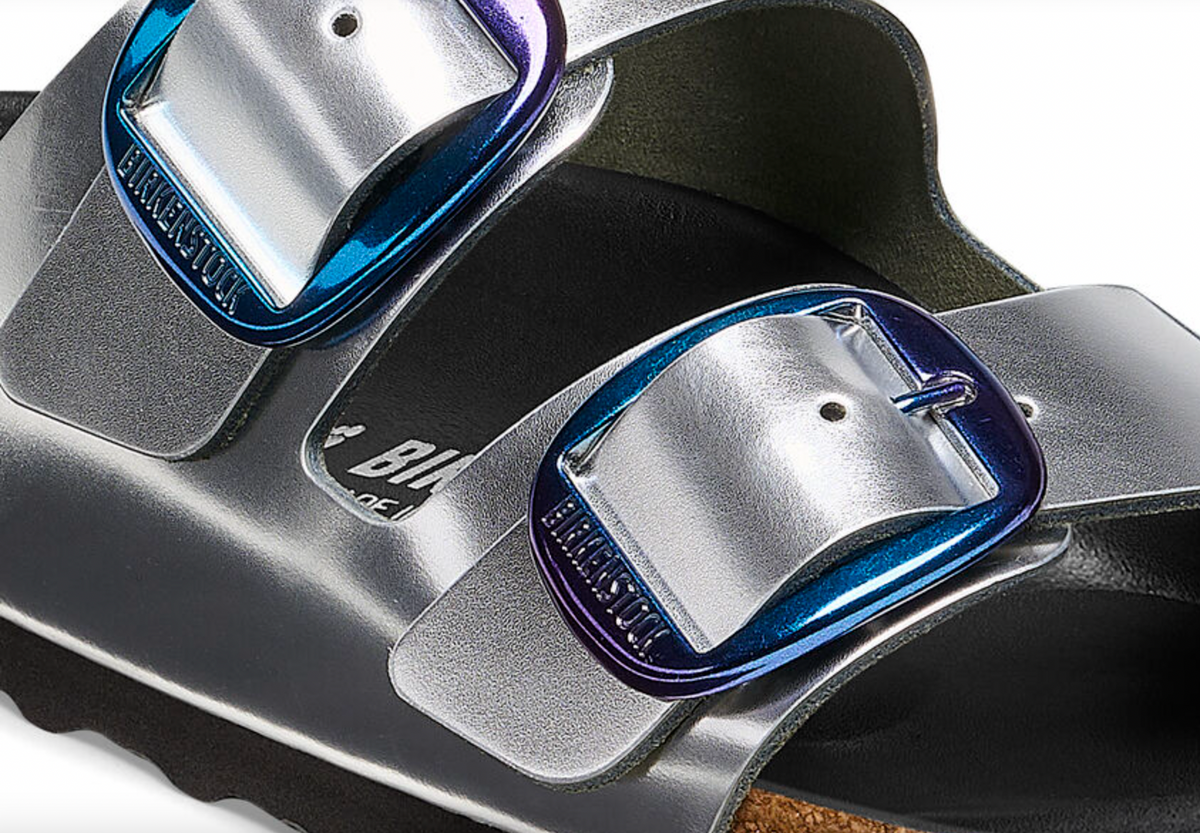 Arizona Big Buckle Silver Blue Sandals