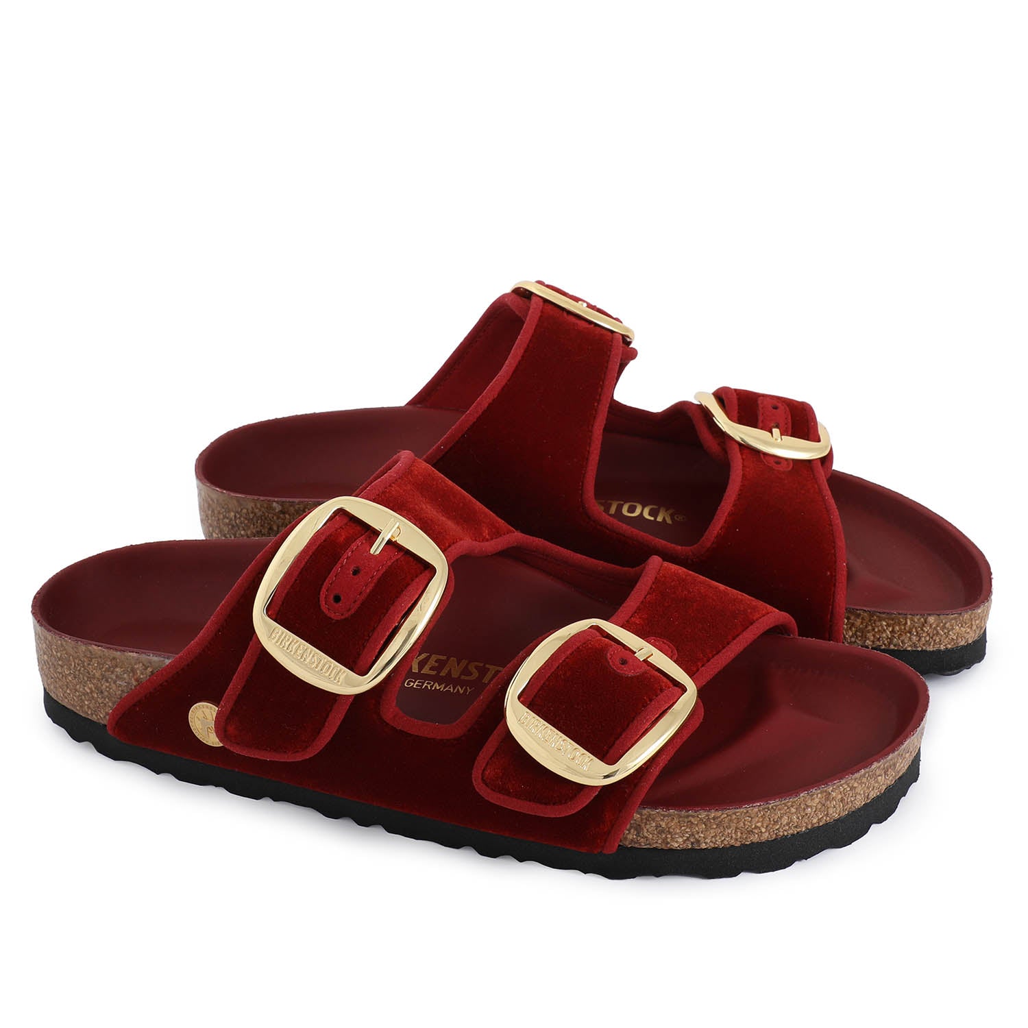 Arizona Big Buckle Sandal Rust Red Velvet | Birkenstock – The Shoe