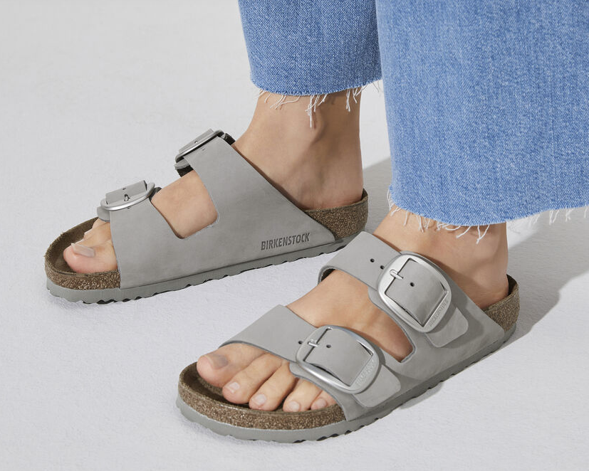 Arizona Big Buckle Leather Sandal Dove Grey SALE