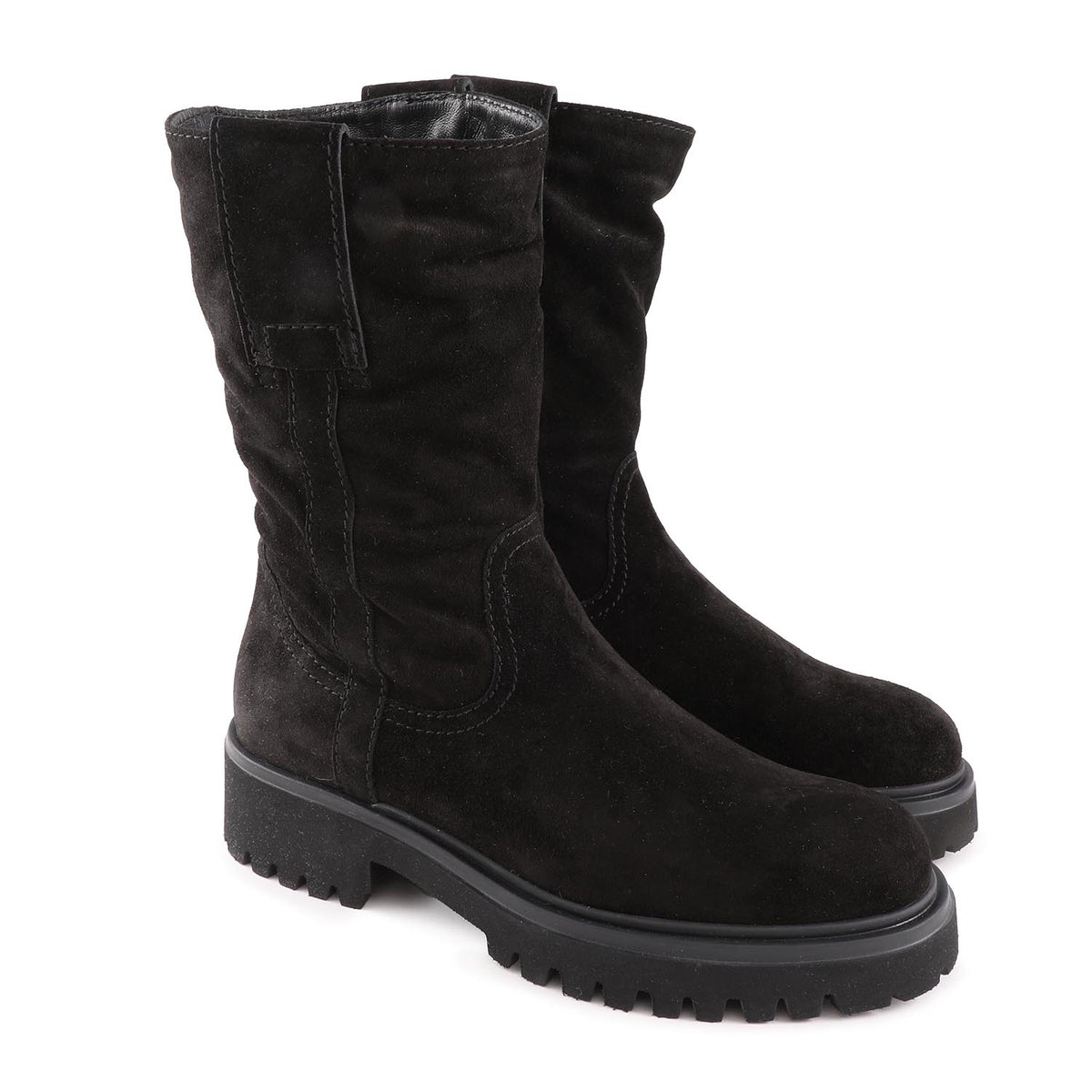 Wien Black Suede Shearling Lined Boot