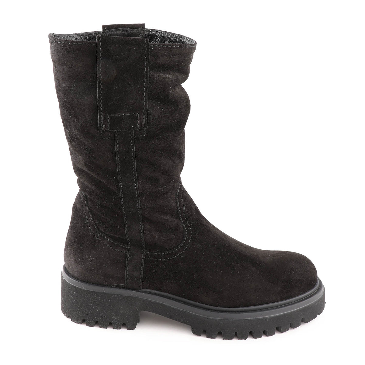 Wien Black Suede Shearling Lined Boot