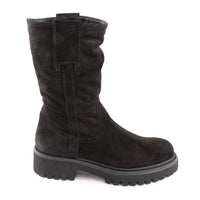 Wien Black Suede Shearling Lined Boot