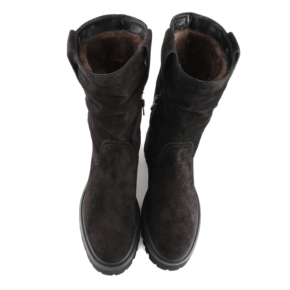 Wien Black Suede Shearling Lined Boot