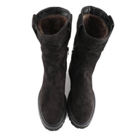 Wien Black Suede Shearling Lined Boot
