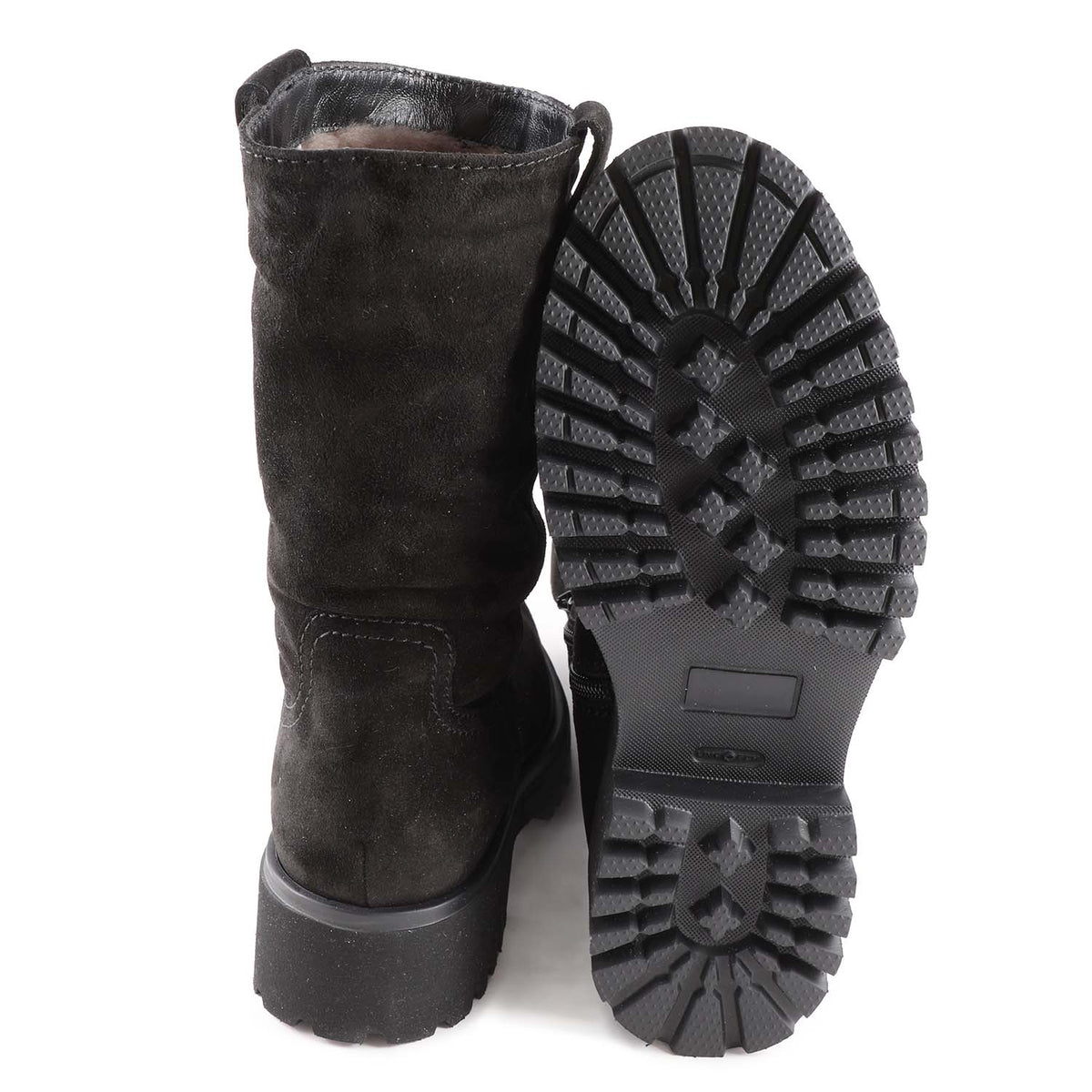Wien Black Suede Shearling Lined Boot