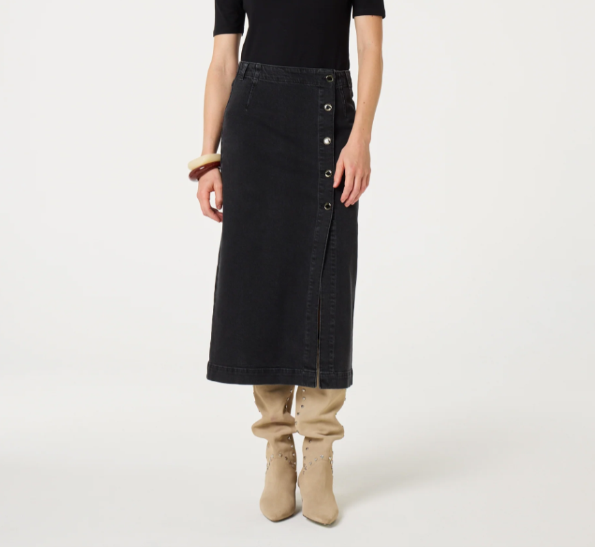 Carmel Denim Skirt Washed Black