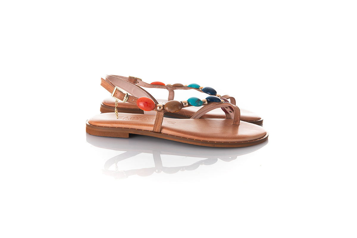 Caryatis Greek Sandals Tan Leather 621627
