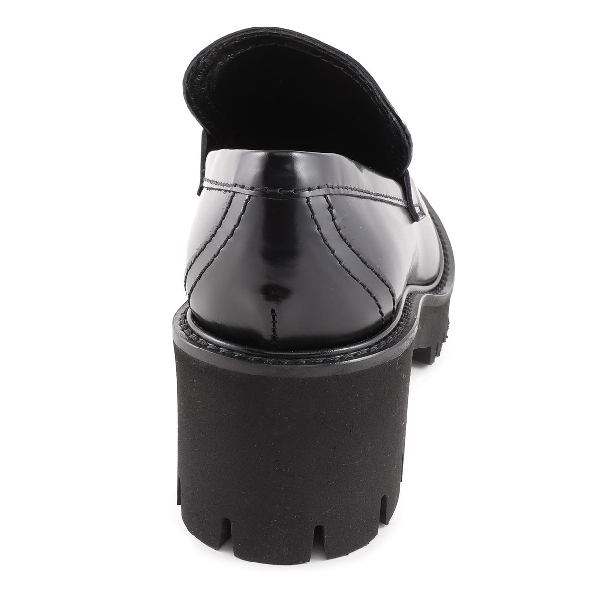 Chunky Black Leather Tassel Loafer