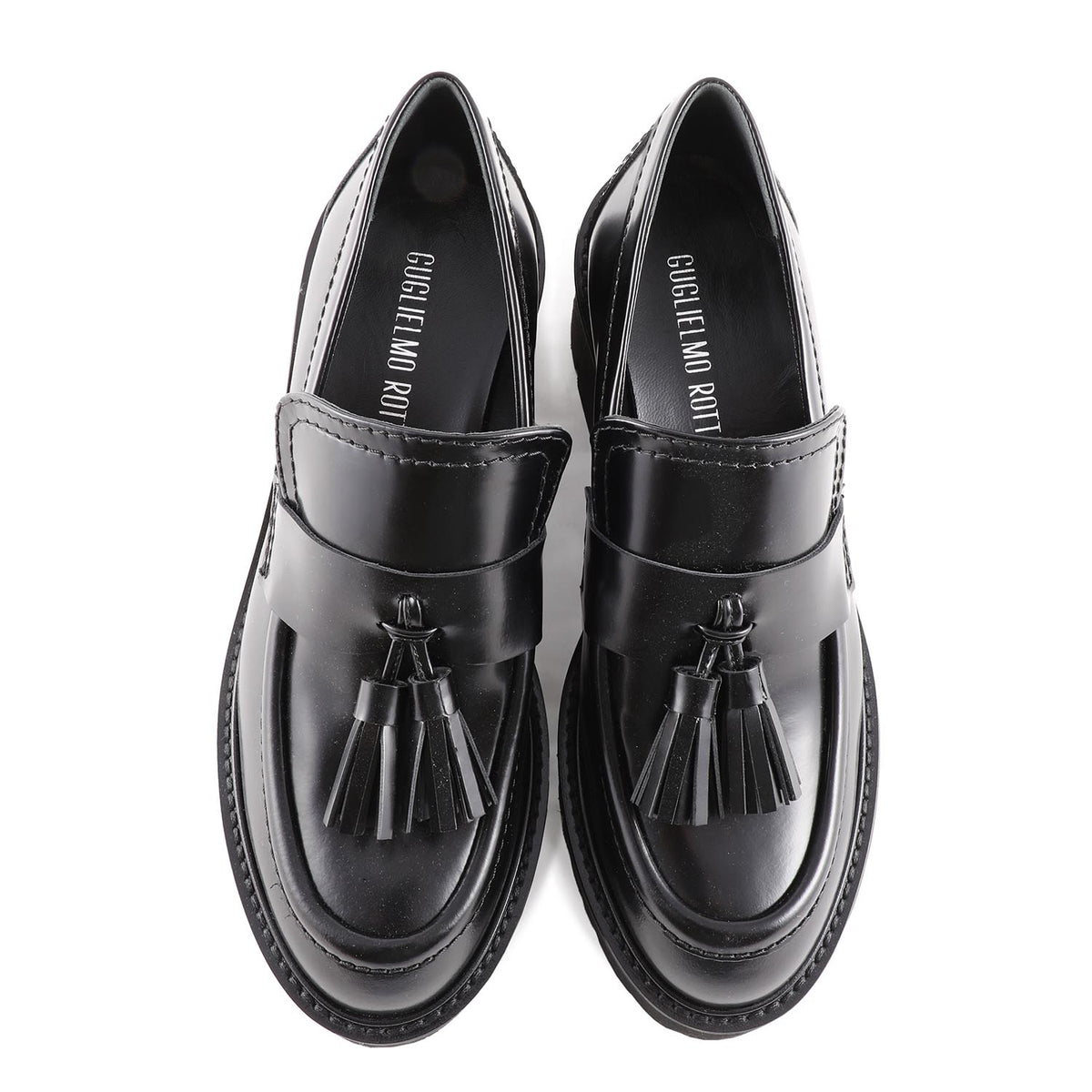 Chunky Black Leather Tassel Loafer