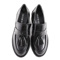 Chunky Black Leather Tassel Loafer