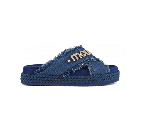 MOU Criss Cross Denim sandal