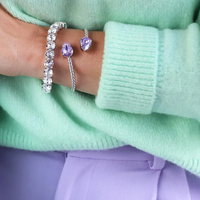 Crystal Gia Stud Bracelet Rhodium