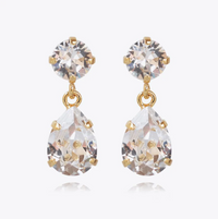 Crystal Mini Drop Earrings Gold