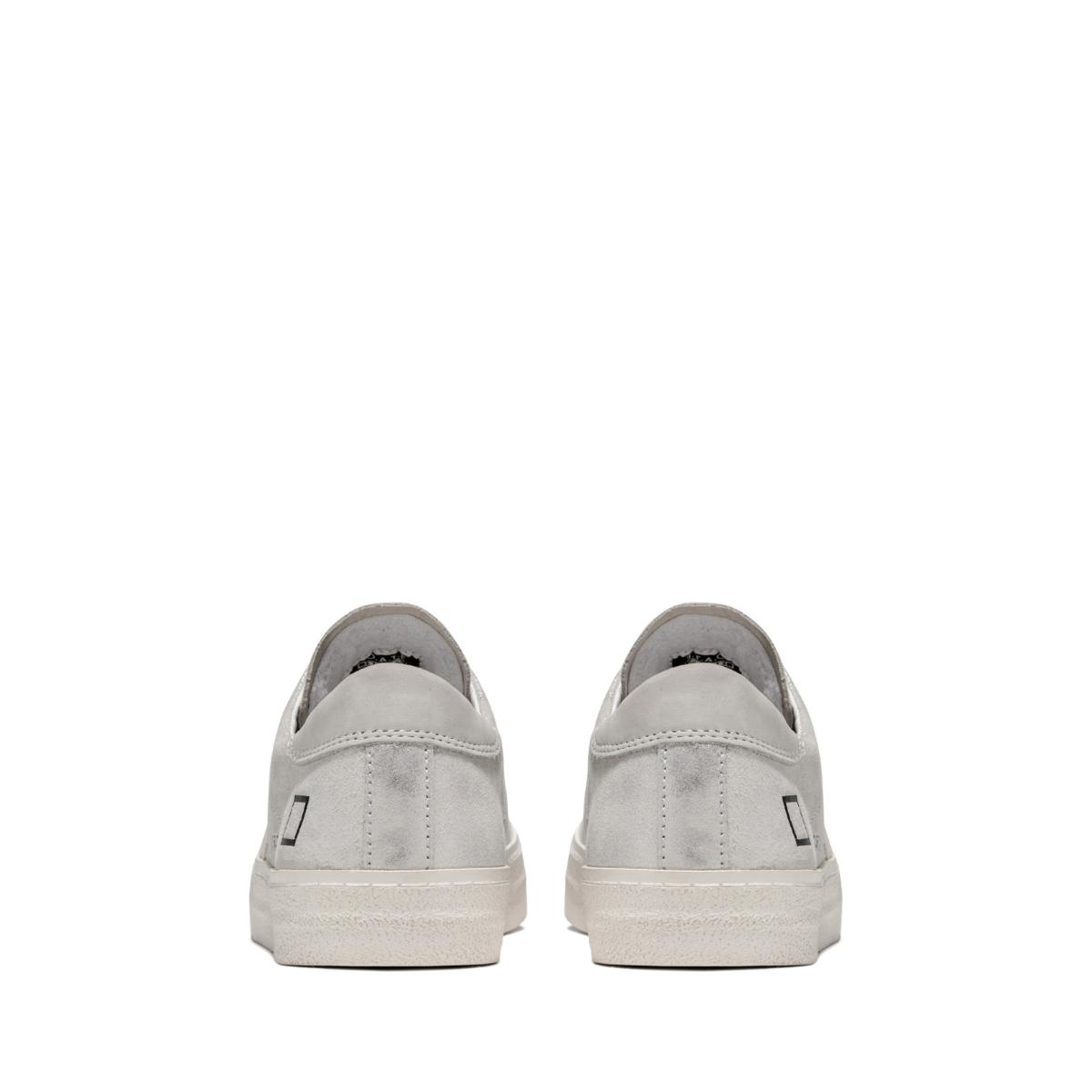 Hill Low Leather Trainers Stardust Silver Grey Heel