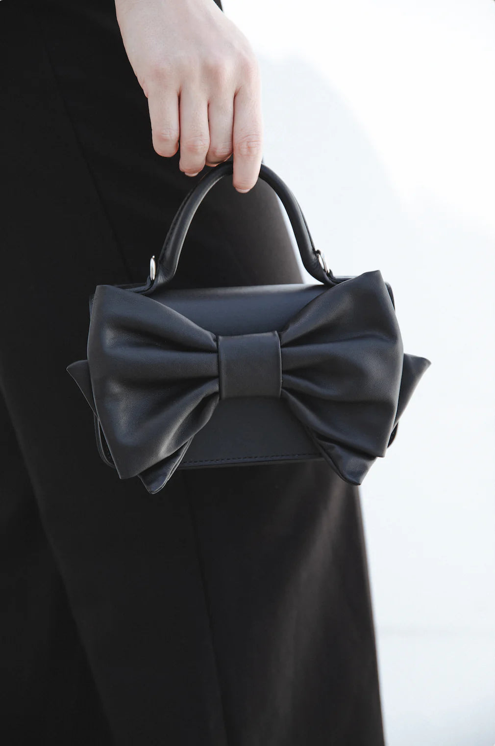 Dolores Mini Bow Leather Bag Black