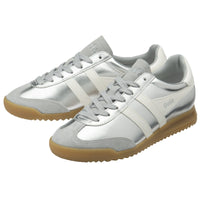 TORPEDO GLIMMER Leather Trainers Silver/Off White