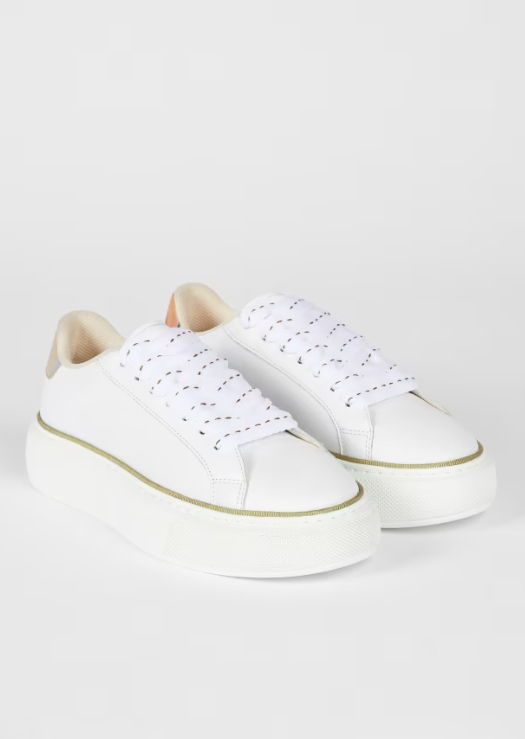 Guppy White Leather Platform Trainer
