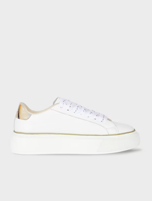 Guppy White Leather Platform Trainer