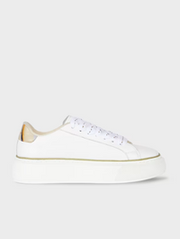 Guppy White Leather Platform Trainer