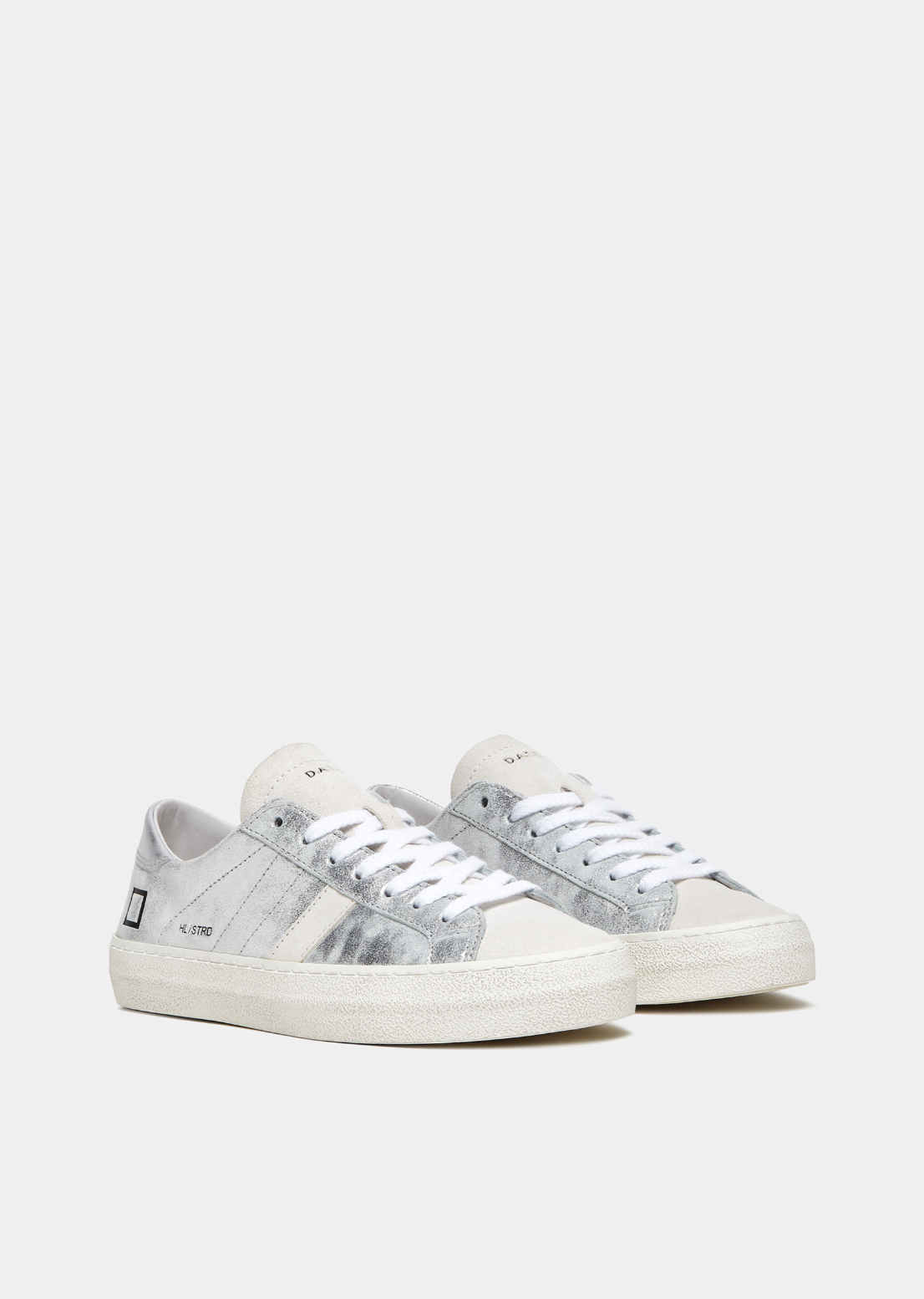 Hill Low Leather Trainers Stardust Silver