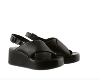 Black Leather Wedge Sandal