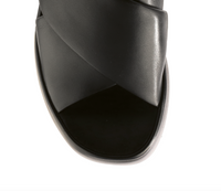 Black Leather Wedge Sandal