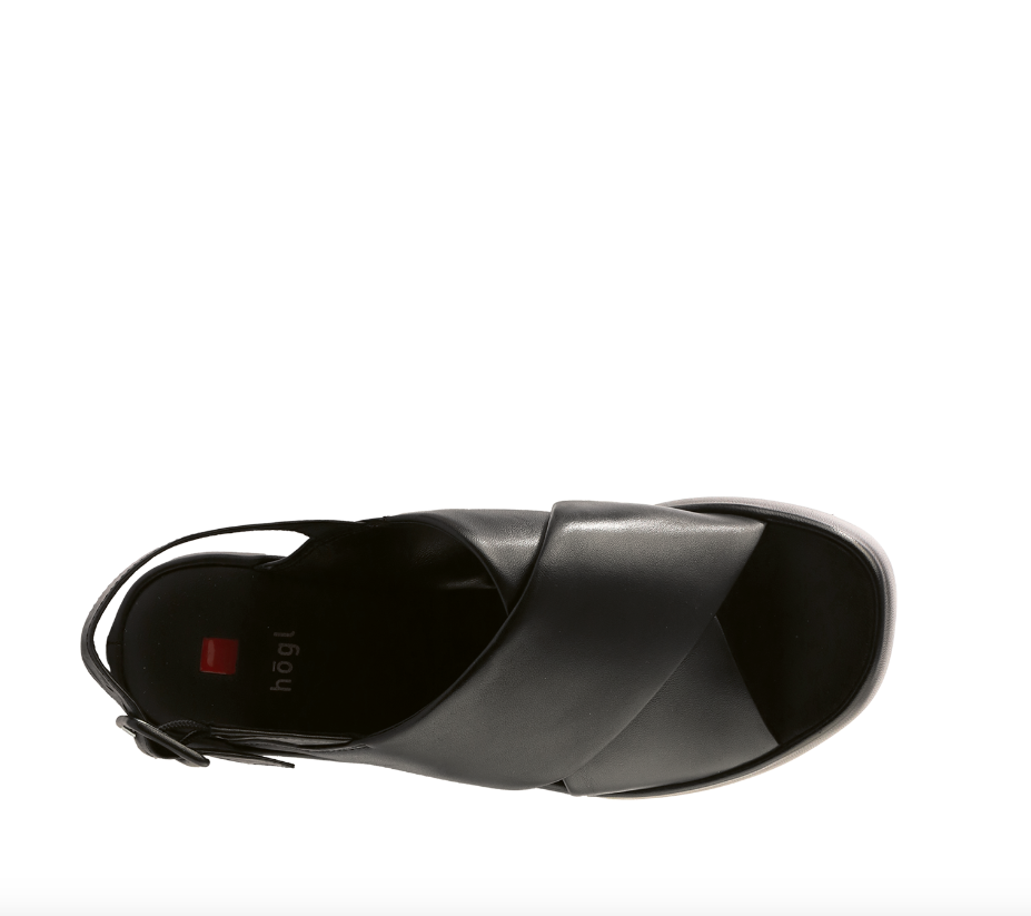 Black Leather Wedge Sandal