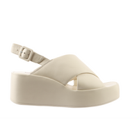 Cream Leather Wedge Sandal