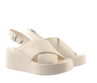 Cream Leather Wedge Sandal